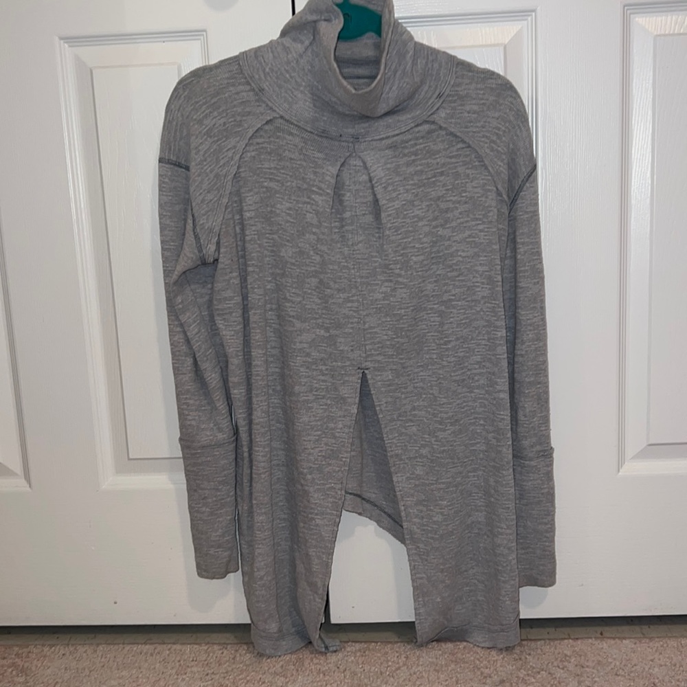 Free People Light Grey Split Back Turtleneck - image 3